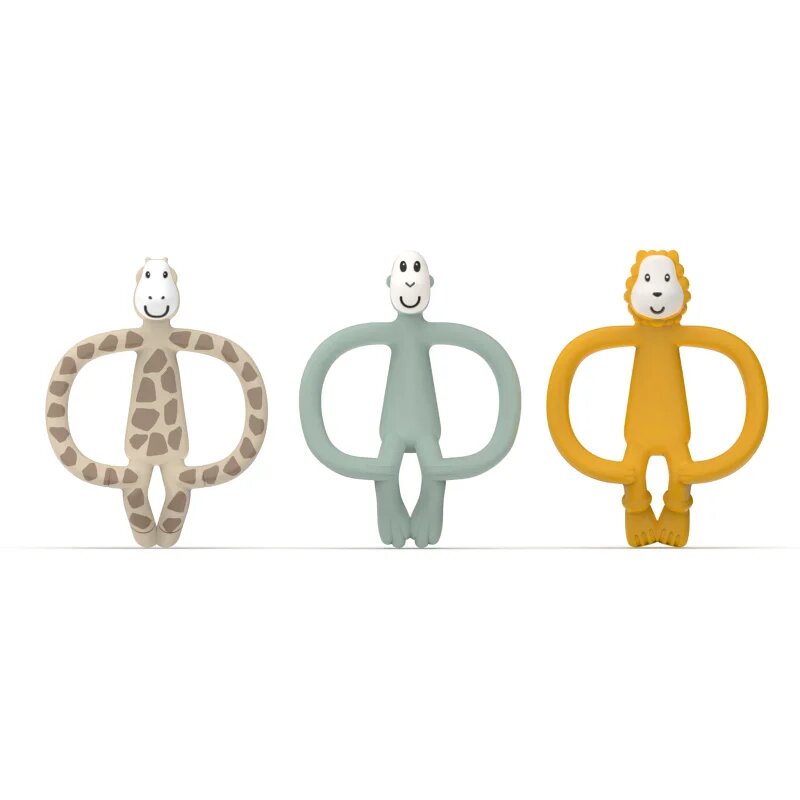 Matchstick Monkey Animal Teether Gift Set darilni set za otroke Giraffe Gigi Lion Luda Monkey Mint