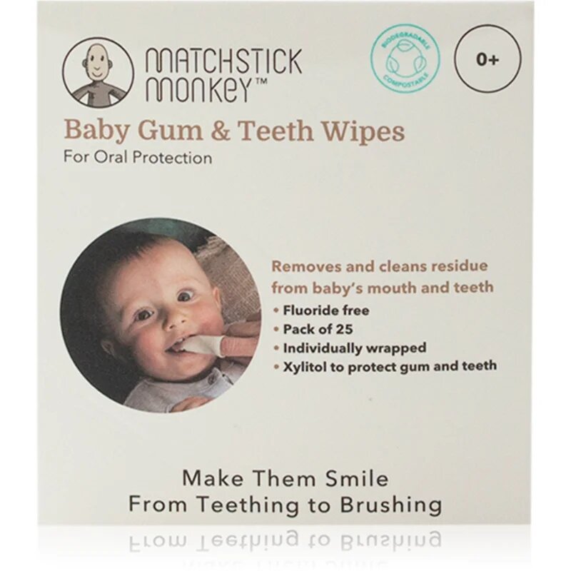 Matchstick Monkey Baby Gum & Teeth Wipes 0 m+ čistilni robčki za zobe jezik in dlesni 1 kos