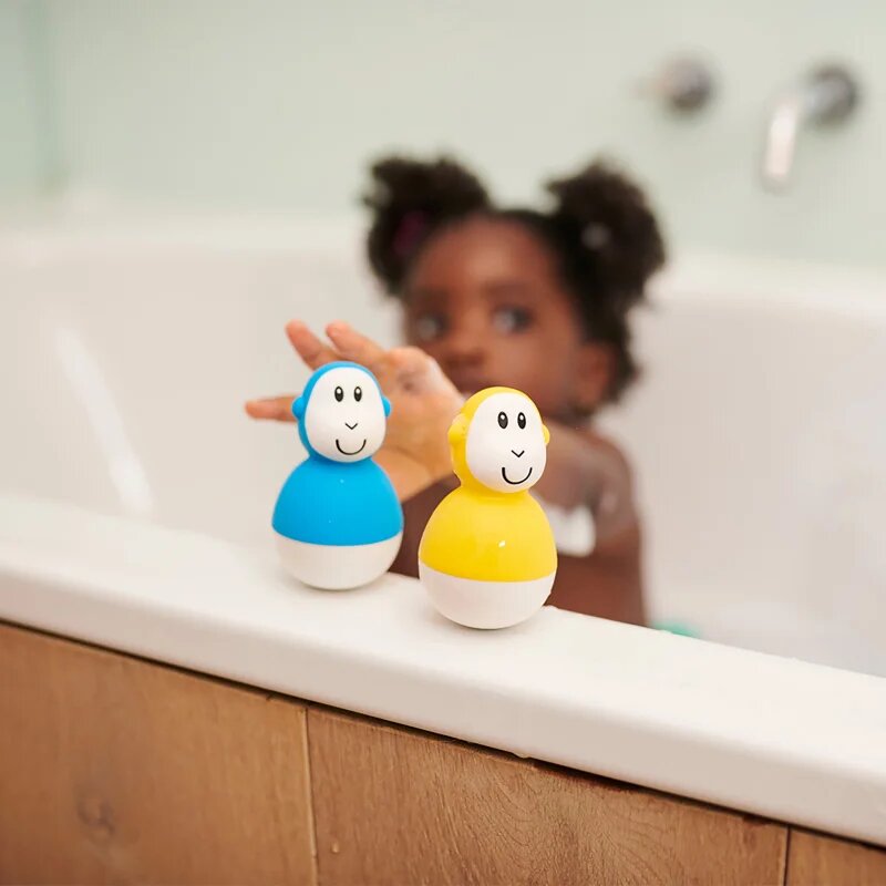 Matchstick Monkey Endless Bathtime Fun Wobblers igrača za v vodo Blue & Yellow 2 kos