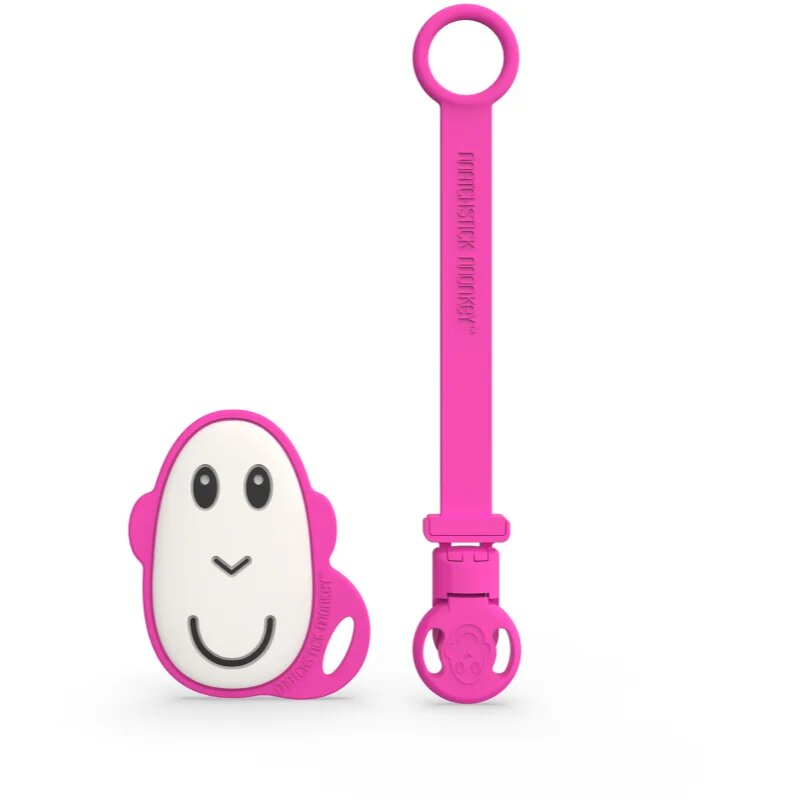 Matchstick Monkey Flat Face Teether & Soother Clip darilni set za otroke Pink