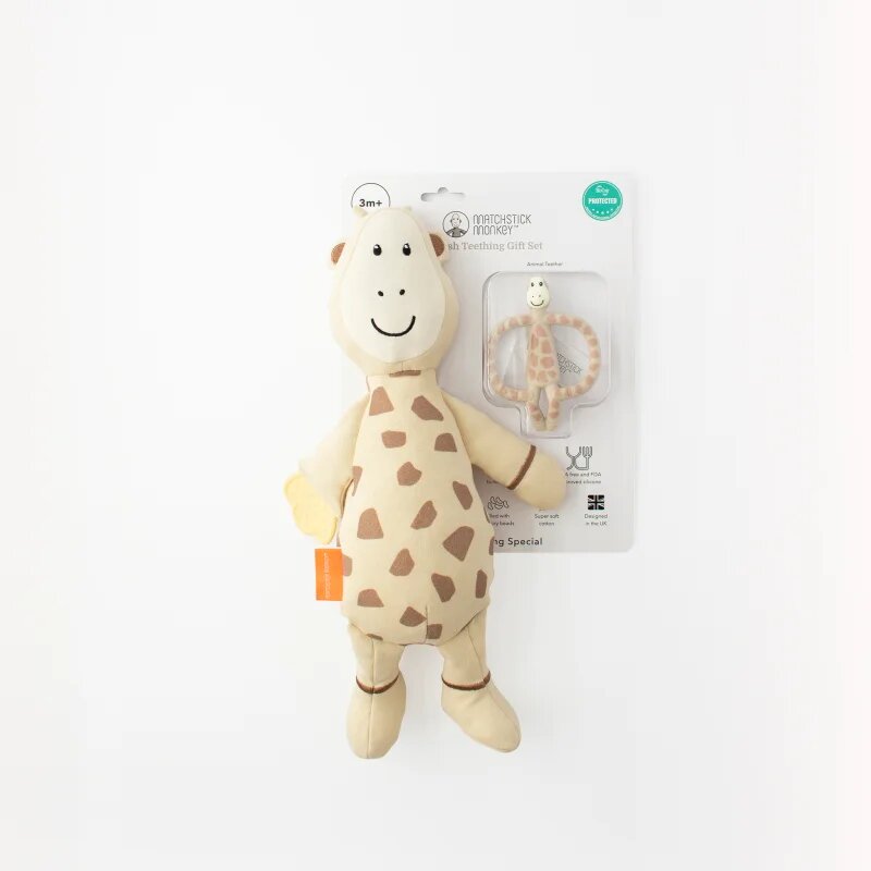 Matchstick Monkey Teething Gift Set 3m+ grizalo +igrača Giraffe 1 kos