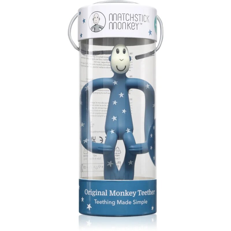 Matchstick Monkey Teething Toy and Gel Applicator grizalo s krtačko 2v1 Stars Blue 1 kos