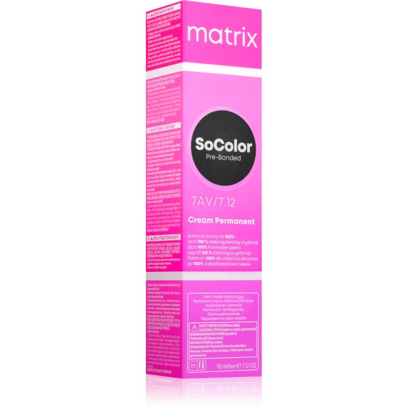 Matrix SoColor Pre-Bonded permanentna barva za lase za prekrivanje sivin odtenek 7.12 90 ml