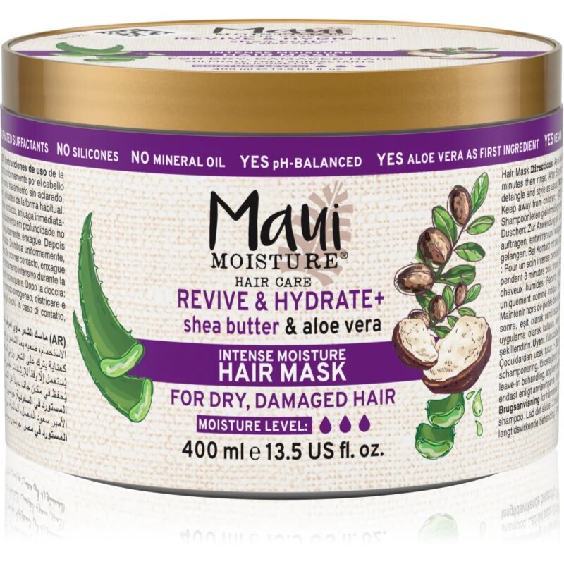 Maui Moisture Revive & Hydrate + Shea Butter & Aloe Vera vlažilna in hranilna maska za lase 400 ml