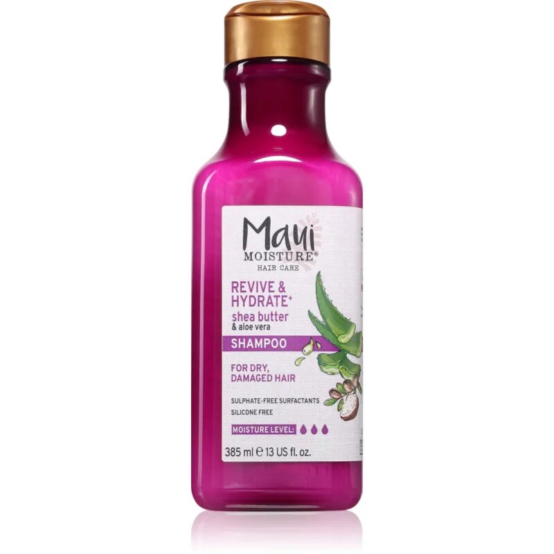 Maui Moisture Revive & Hydrate + Shea Butter & Aloe Vera vlažilni in revitalizacijski šampon za suhe in poškodovane lase 385 ml