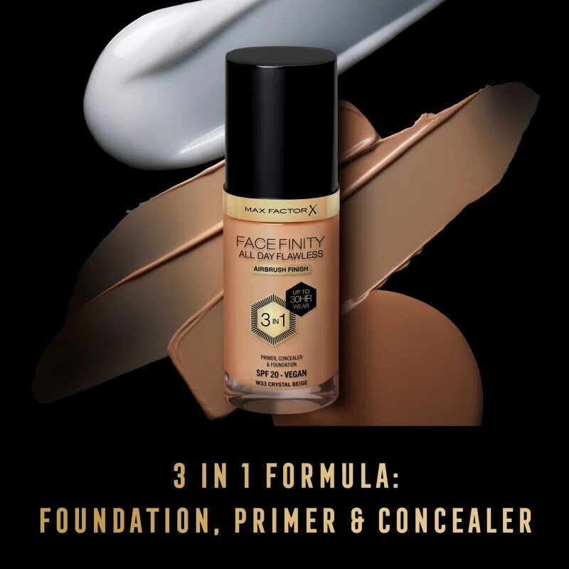 Max Factor Facefinity All Day Flawless dolgoobstojen tekoči puder SPF 20 odtenek 33 Crystal Beige 30 ml