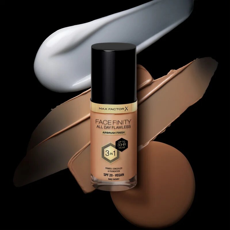 Max Factor Facefinity All Day Flawless dolgoobstojen tekoči puder SPF 20 odtenek 42 Ivory 30 ml
