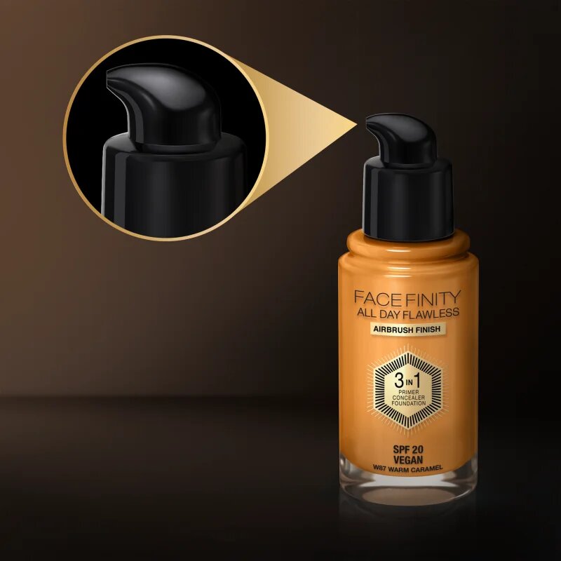 Max Factor Facefinity All Day Flawless dolgoobstojen tekoči puder SPF 20 odtenek 87 Warm Caramel 30 ml