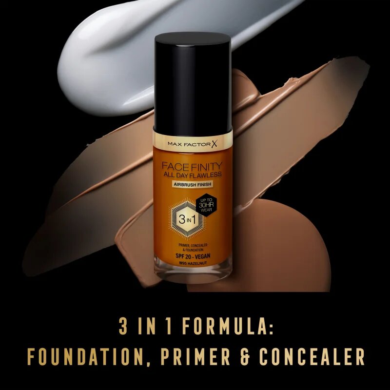 Max Factor Facefinity All Day Flawless dolgoobstojen tekoči puder SPF 20 odtenek W95 Hazelnut 30 ml