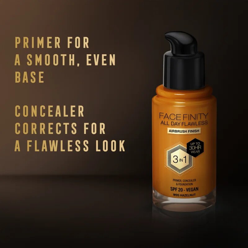 Max Factor Facefinity All Day Flawless dolgoobstojen tekoči puder SPF 20 odtenek W95 Hazelnut 30 ml
