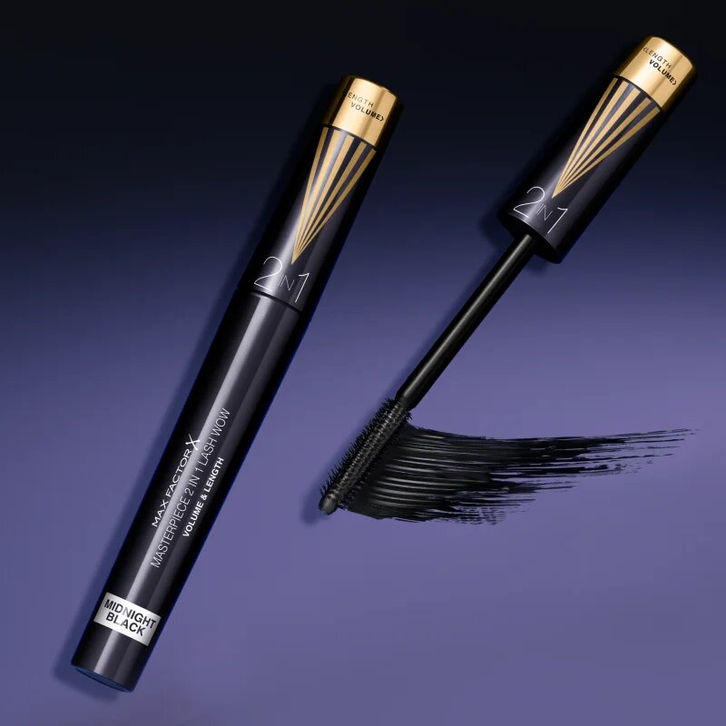 Max Factor Masterpiece Lash Wow maskara za volumen in privihanje trepalnic 2 v 1 odtenek Midnight Black 7 ml