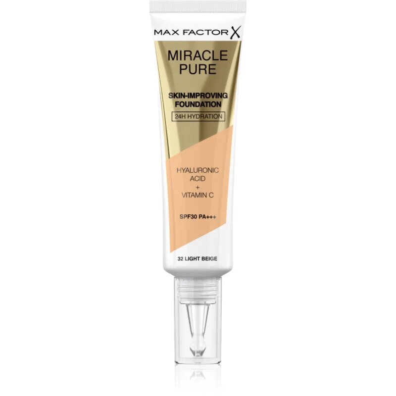 Max Factor Miracle Pure Skin dolgoobstojen tekoči puder SPF 30 odtenek 32 Light Beige 30 ml