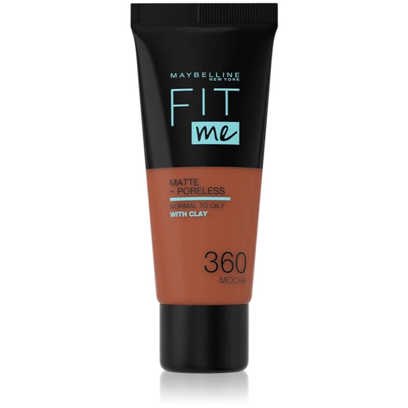 MAYBELLINE NEW YORK Fit Me! Matte+Poreless matirajoči tekoči puder za normalno in mastno kožo odtenek 360 Mocha 30 ml