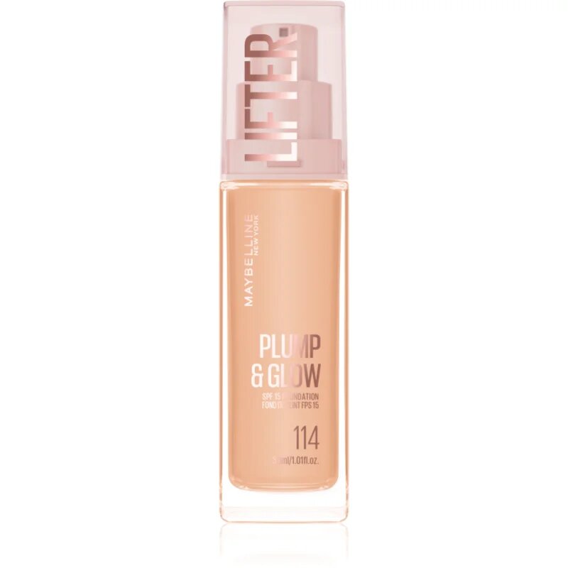 MAYBELLINE NEW YORK Lifter Plump & Glow posvetlitveni tekoči puder za naraven videz odtenek 114 30 ml