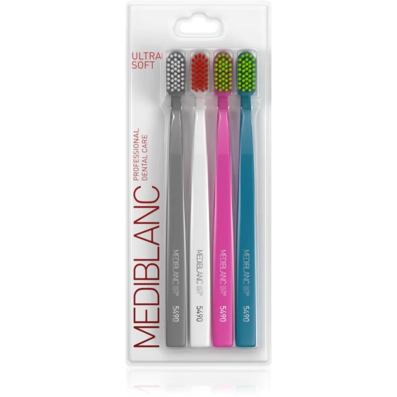 MEDIBLANC 5490 Ultra Soft zobne ščetke ultra soft Grey White Pink Blue 4 kos