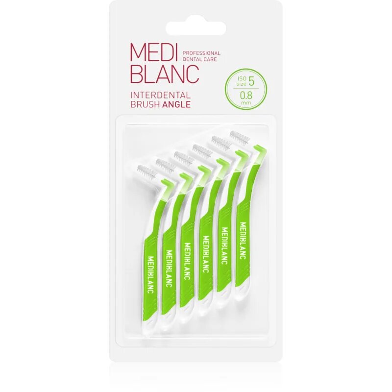MEDIBLANC Interdental Pick-brush Angle medzobna ščetka 6 ks 08 mm Green 6 kos
