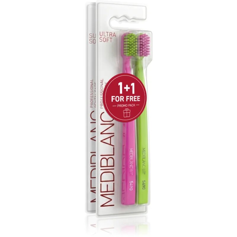 MEDIBLANC Set TB Ultra Soft Pink Green + Super Soft Pink Blue Duopack zobne ščetke