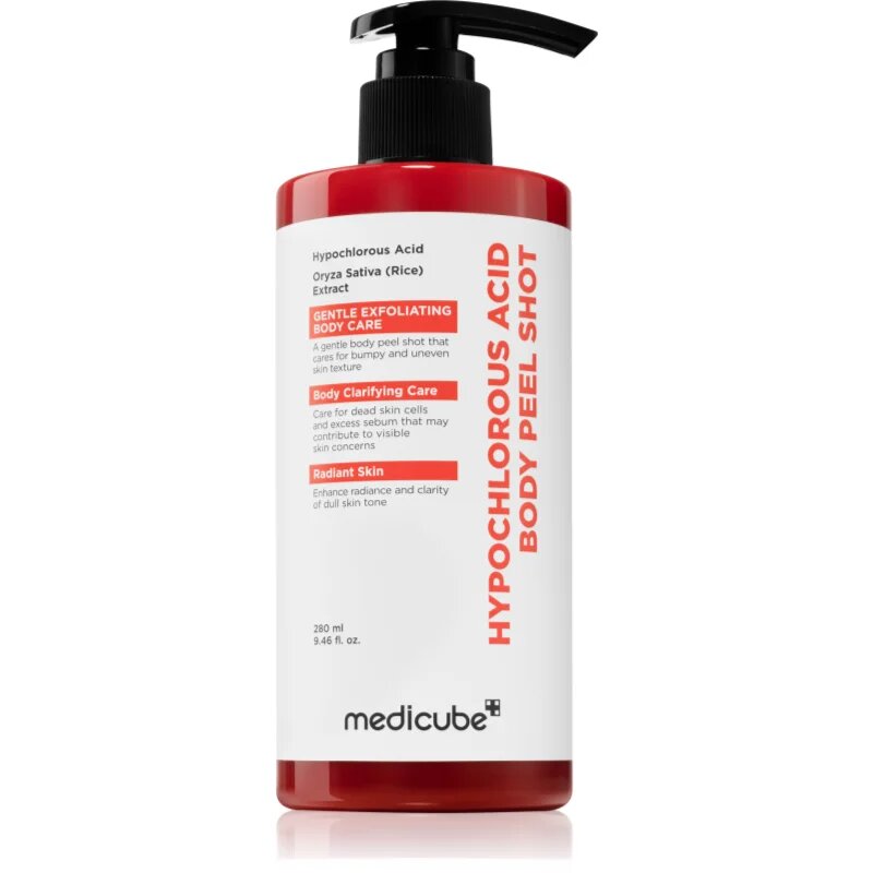 Medicube Hypochlorous Acid Body Peel Shot posvetlitveni piling za telo s pomirjajočim učinkom 280 ml