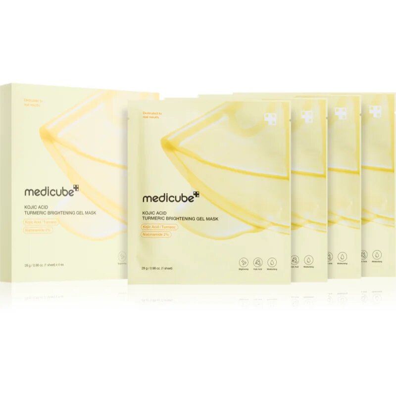 Medicube Kojic Acid Turmeric Brightening Gel Mask vlažilna in posvetlitvena maska z gelasto teksturo 4 kos