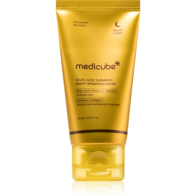 Medicube Kojic Acid Turmeric Night Wrapping Mask posvetlitvena maska za nepoenoteno kožo brez sijaja za noč 75 ml