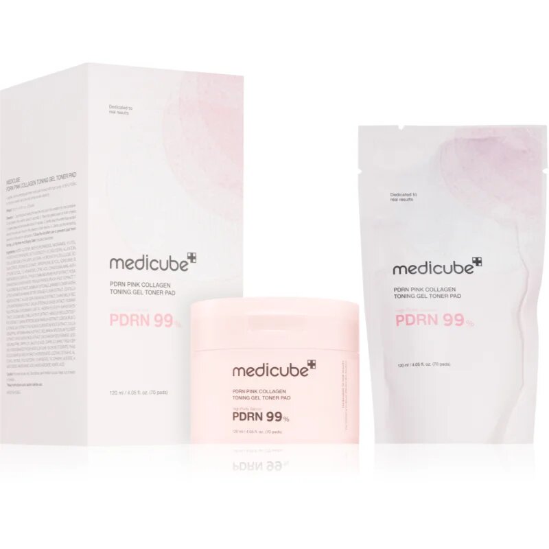 Medicube PDRN Pink Collagen Toning Gel Toner Pad tonizirajoče blazinice za posvetlitev in zgladitev kože 70 kos