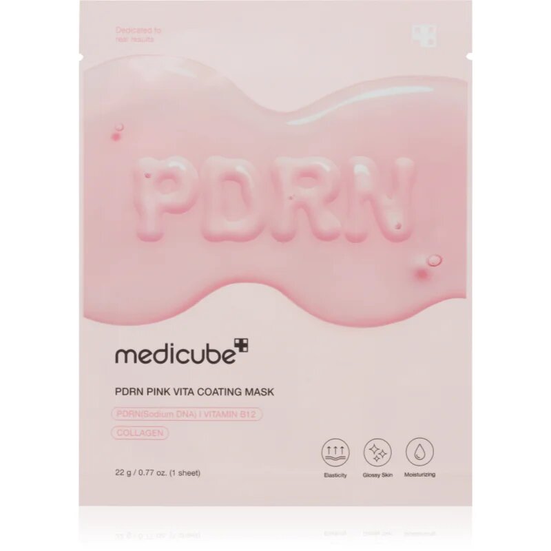 Medicube PDRN Pink Vita Coating Mask maska iz platna proti gubam s posvetlitvenim učinkom 22 g