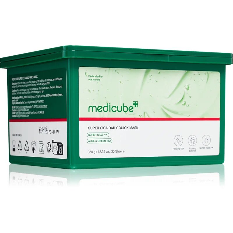 Medicube Super Cica Daily Quick Mask pomirjevalna tekstilna maska s hranilnim učinkom 30 kos