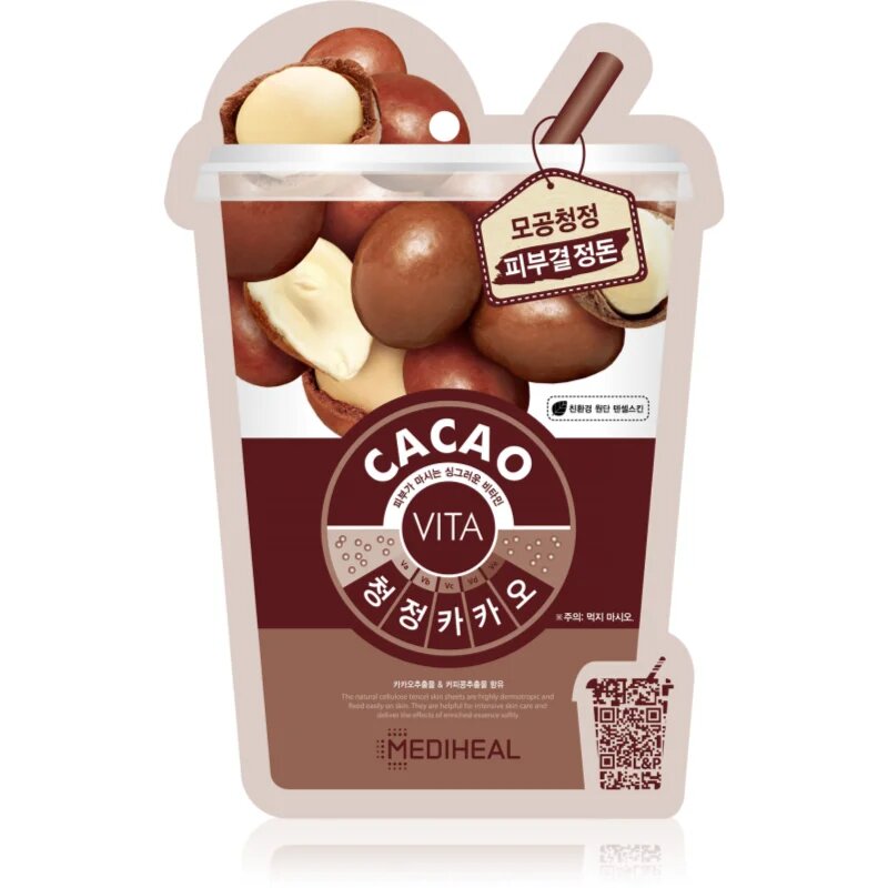 MEDIHEAL Vita Mask Cacao maska iz platna za zmanjšanje por in mat videz kože 20 ml