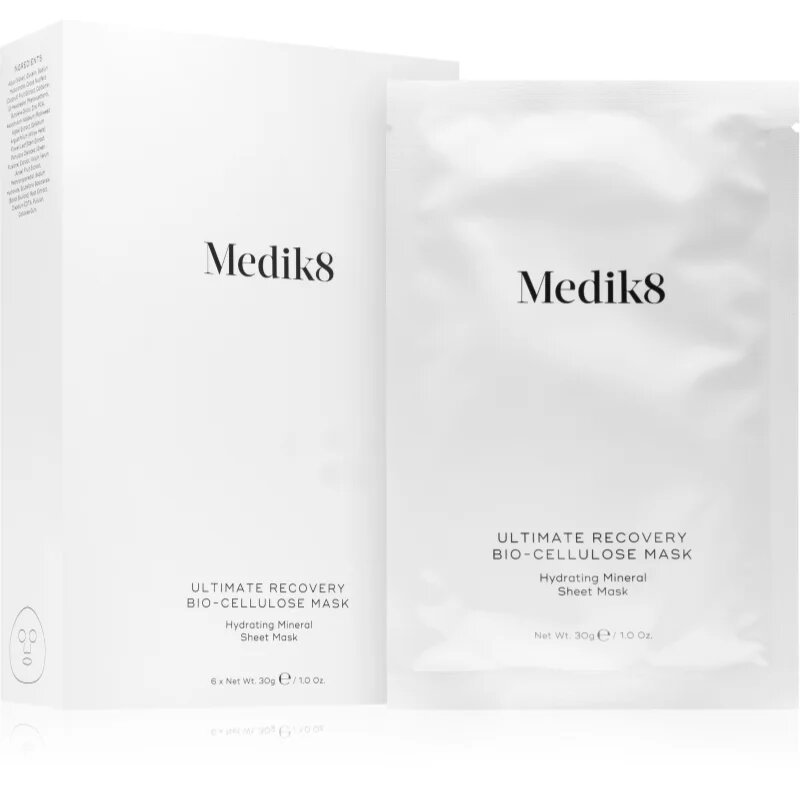 Medik8 Ultimate Recovery Bio-Cellulose Mask maska iz platna z vlažilnim in pomirjajočim učinkom 6 kos