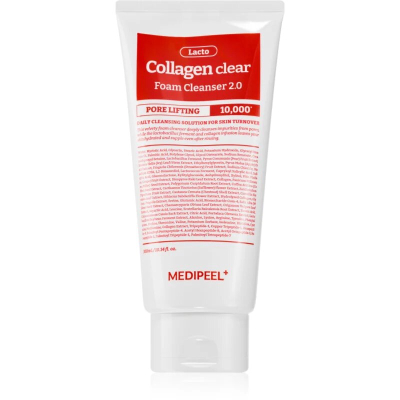 MEDIPEEL+ Red Lacto Collagen Clear Foam Cleanser 2.0 globinsko čistilna pena za obnovo čvrstosti obraza 300 ml