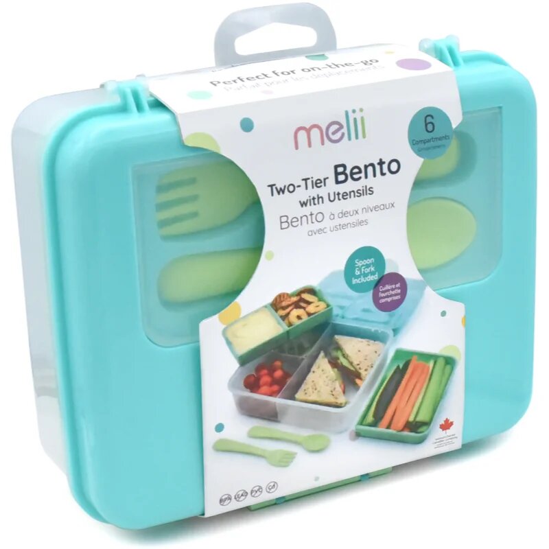 Melii Bento Box škatla za malico Blue Mint Lime 1446 ml