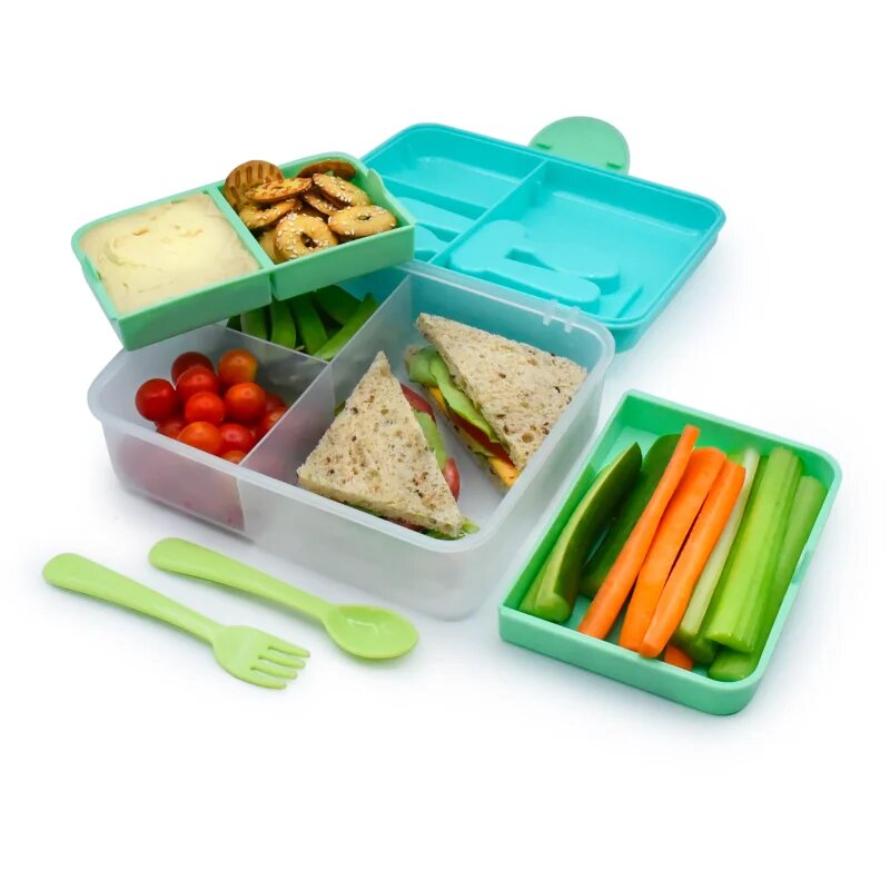 Melii Bento Box škatla za malico Blue Mint Lime 1446 ml