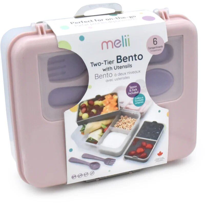 Melii Bento Box škatla za malico Pink Purple Gray 1446 ml