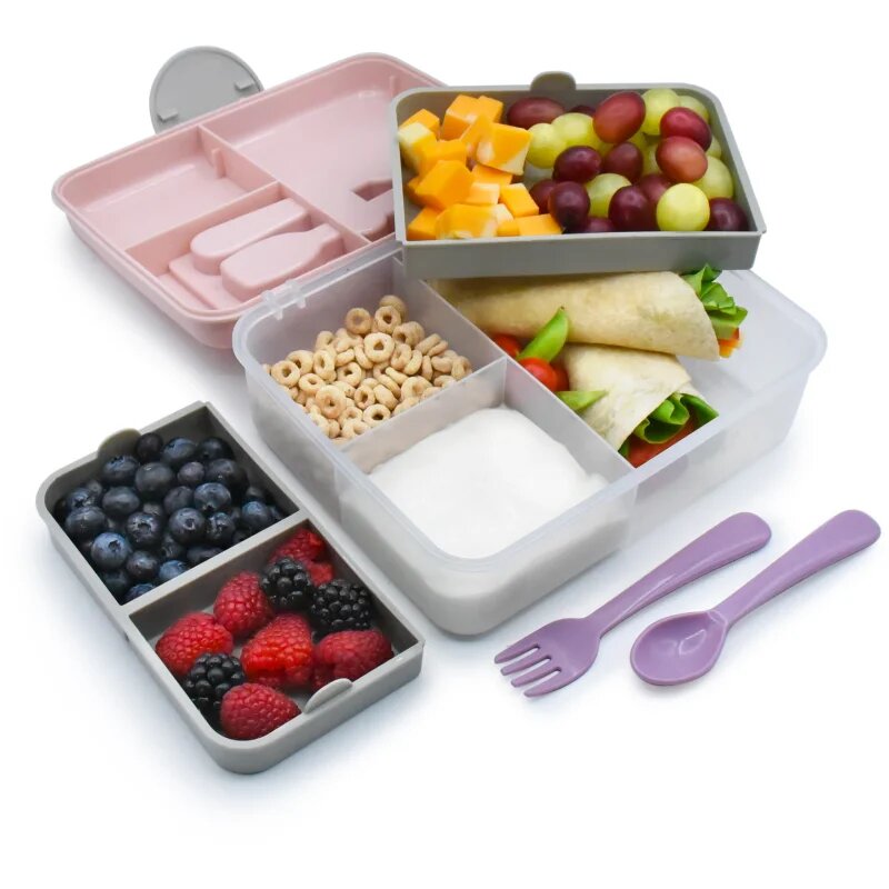Melii Bento Box škatla za malico Pink Purple Gray 1446 ml