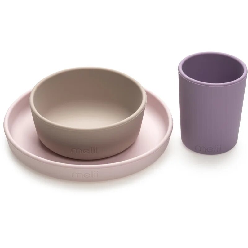 Melii Feeding Set jedilni set Pink Purple Grey 3 kos