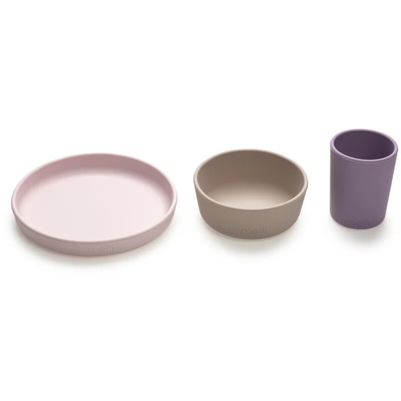 Melii Feeding Set jedilni set Pink Purple Grey 3 kos