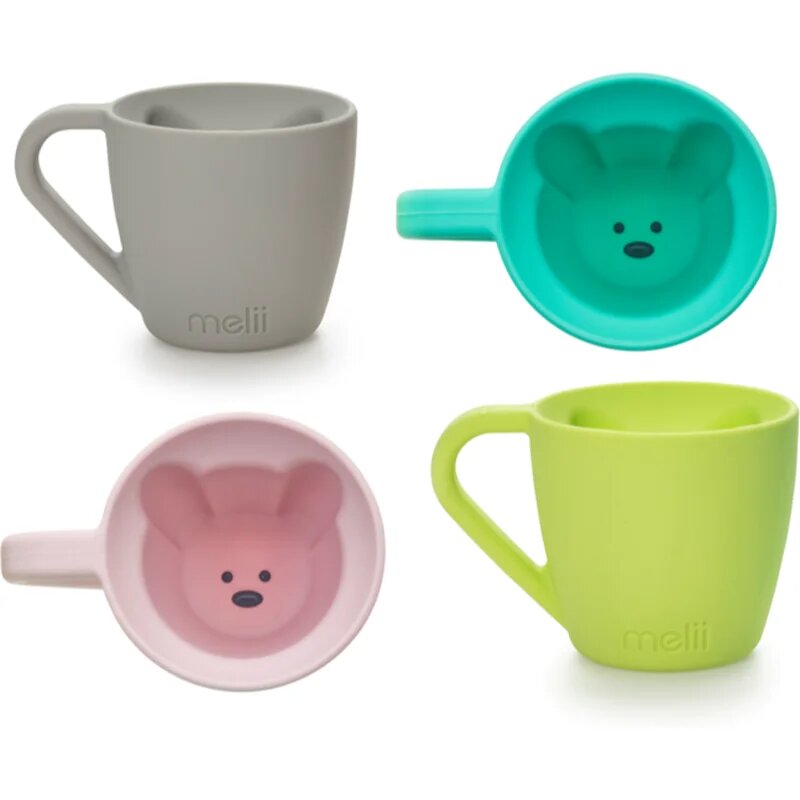 Melii Silicone Bear Mug skodelica Pink & Purple 2x145 ml