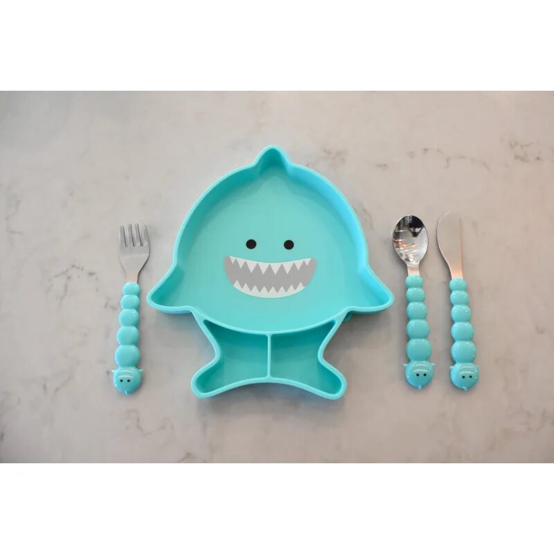 Melii Silicone Suction Plate krožnik s priseskom Shark 1 kos