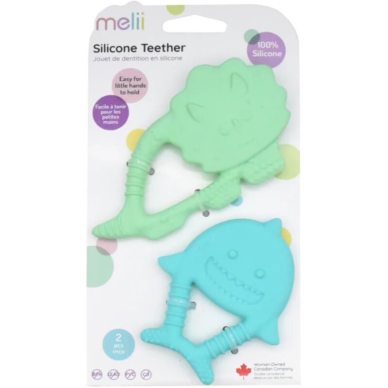 Melii Teethers grizalo Dino & Shark 2 kos