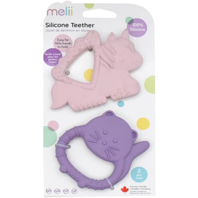 Melii Teethers grizalo Unicorn & Cat 2 kos