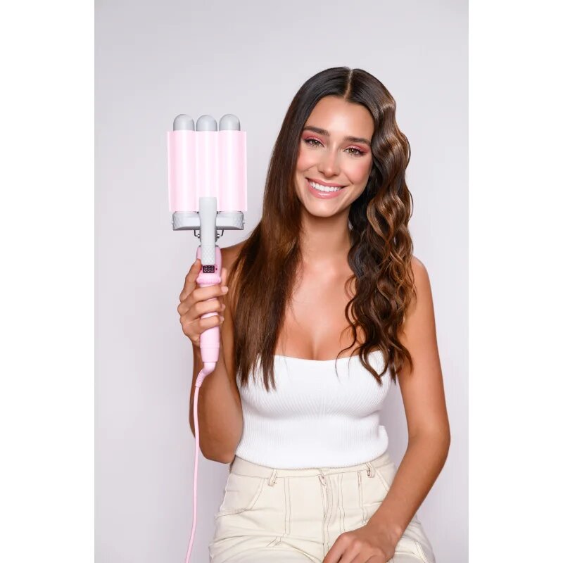 Mermade Pro Waver 32 mm kodralnik za trojne kodre za lase Pink 1 kos