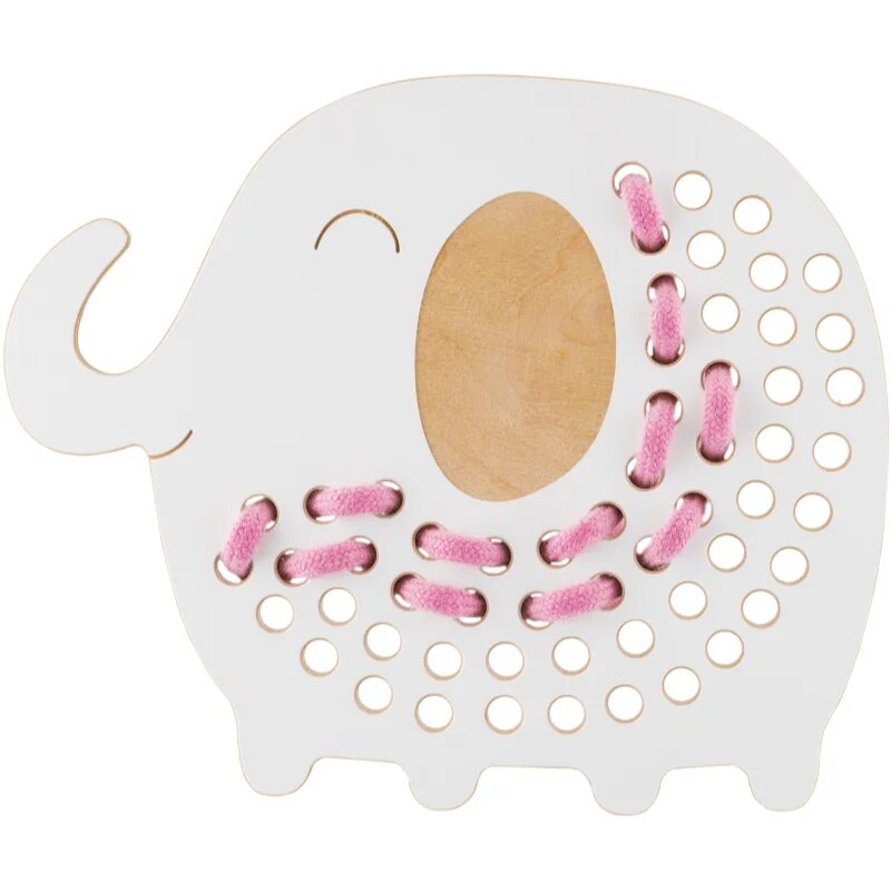 Milin Big Wooden Lacing Toy Elephant Oliver aktivnostna igrača 195 cm x 16 cm x 07 cm 1 kos