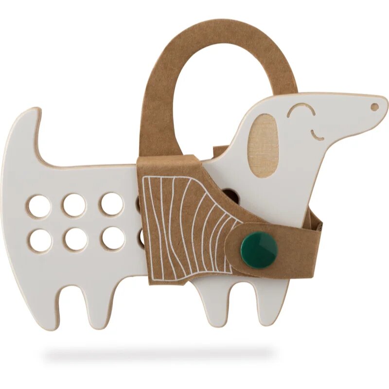 Milin Small Wooden Lacing Toy Daschund aktivnostna igrača 8 cm x 13 cm x 07 cm 1 kos