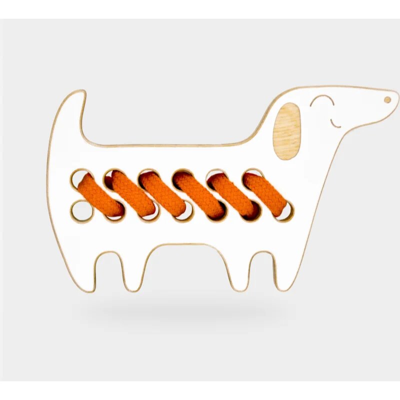 Milin Small Wooden Lacing Toy Daschund aktivnostna igrača 8 cm x 13 cm x 07 cm 1 kos