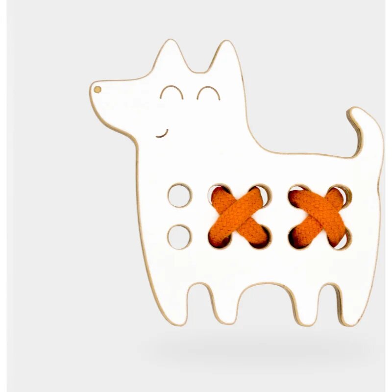 Milin Small Wooden Lacing Toy Dog aktivnostna igrača 10 cm x 10 cm x 07 cm 1 kos