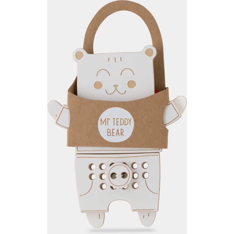 Milin Wooden Lacing Toy Mr. Teddy aktivnostna igrača 22 cm x 17 cm x 07 cm 1 kos