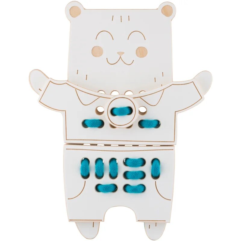 Milin Wooden Lacing Toy Mr. Teddy aktivnostna igrača 22 cm x 17 cm x 07 cm 1 kos
