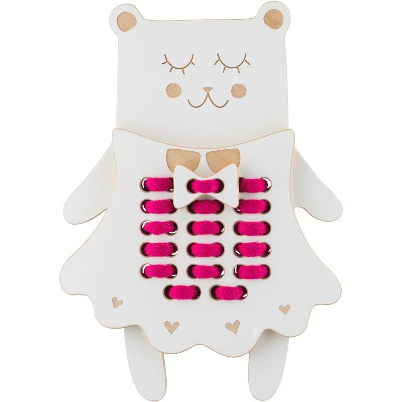 Milin Wooden Lacing Toy Mrs. Teddy aktivnostna igrača 22 cm x 16 cm x 07 cm 1 kos