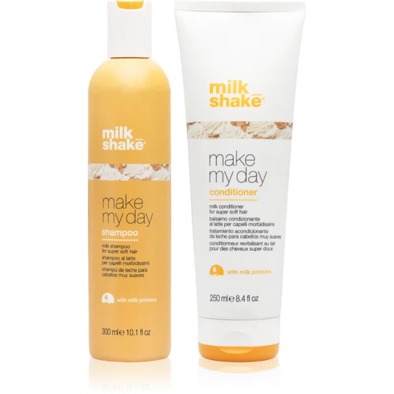 milk_shake® Duo pack Make My Day set z beljakovino za vse tipe las 2 kos