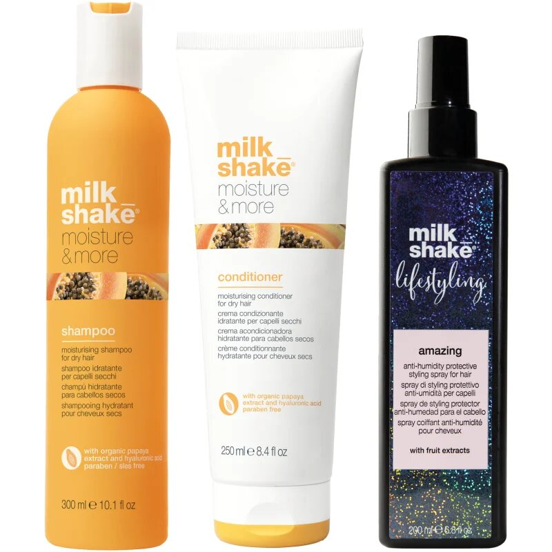 milk_shake® Three pack Amazing + Moisture & More set za suhe lase